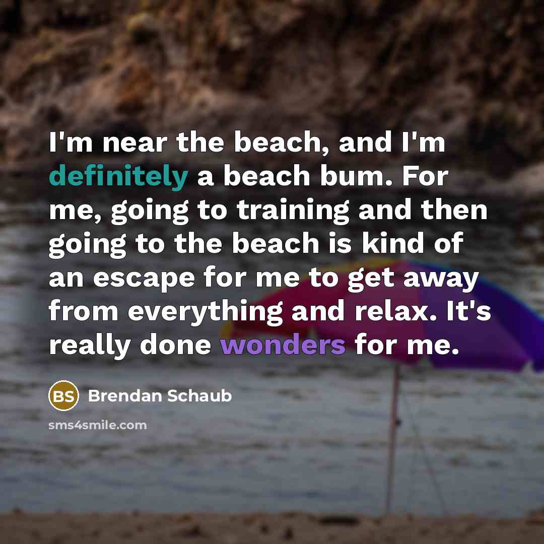 “I'm near the beach, and I'm definitely a beach bum. For me, going to training and then going to the beach is kind of an escape for me to get away from everything and relax. It's really done wonders for me.” quote by Brendan Schaub