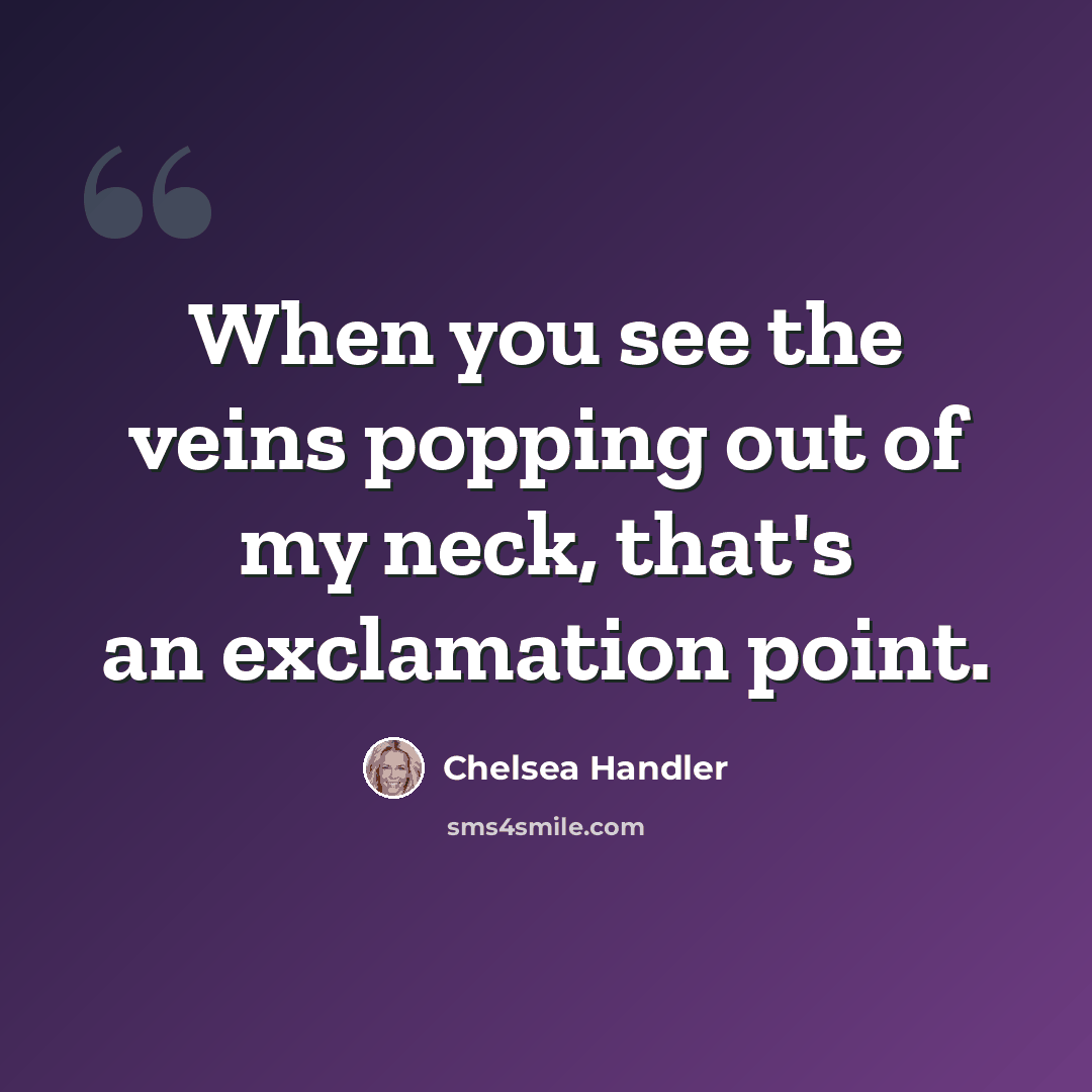 “When you see the veins popping out of my neck, that's an exclamation point.” quote by Chelsea Handler