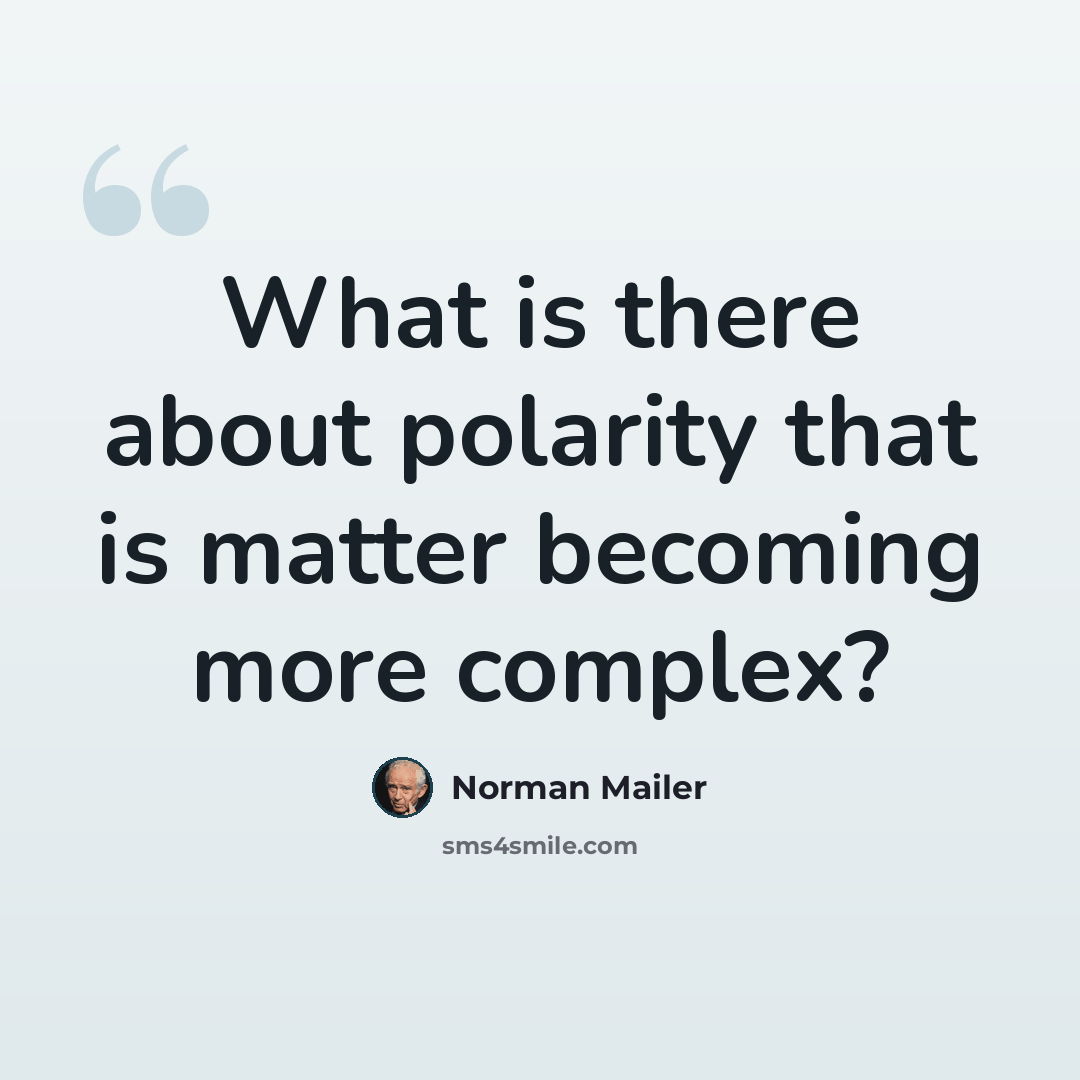 “What is there about polarity that is matter becoming more complex?” quote by Norman Mailer