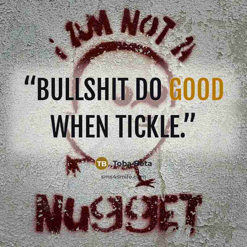 “Bullshit do good when tickle.” quote by Toba Beta