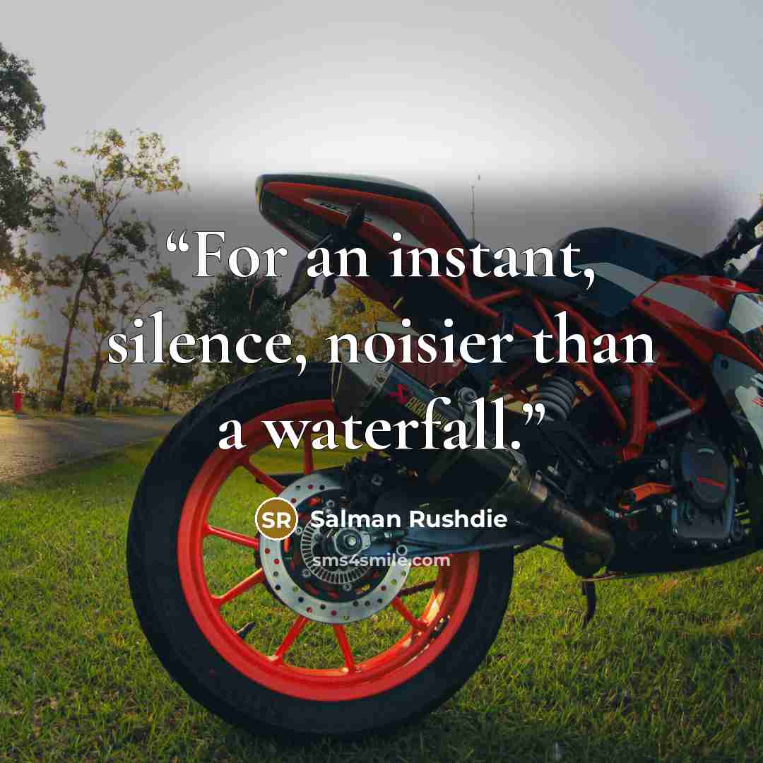 “For an instant, silence, noisier than a waterfall.” quote by Salman Rushdie