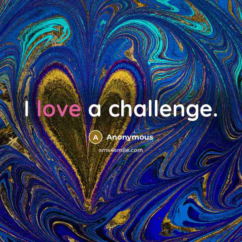 “I love a challenge.” quote by Anonymous