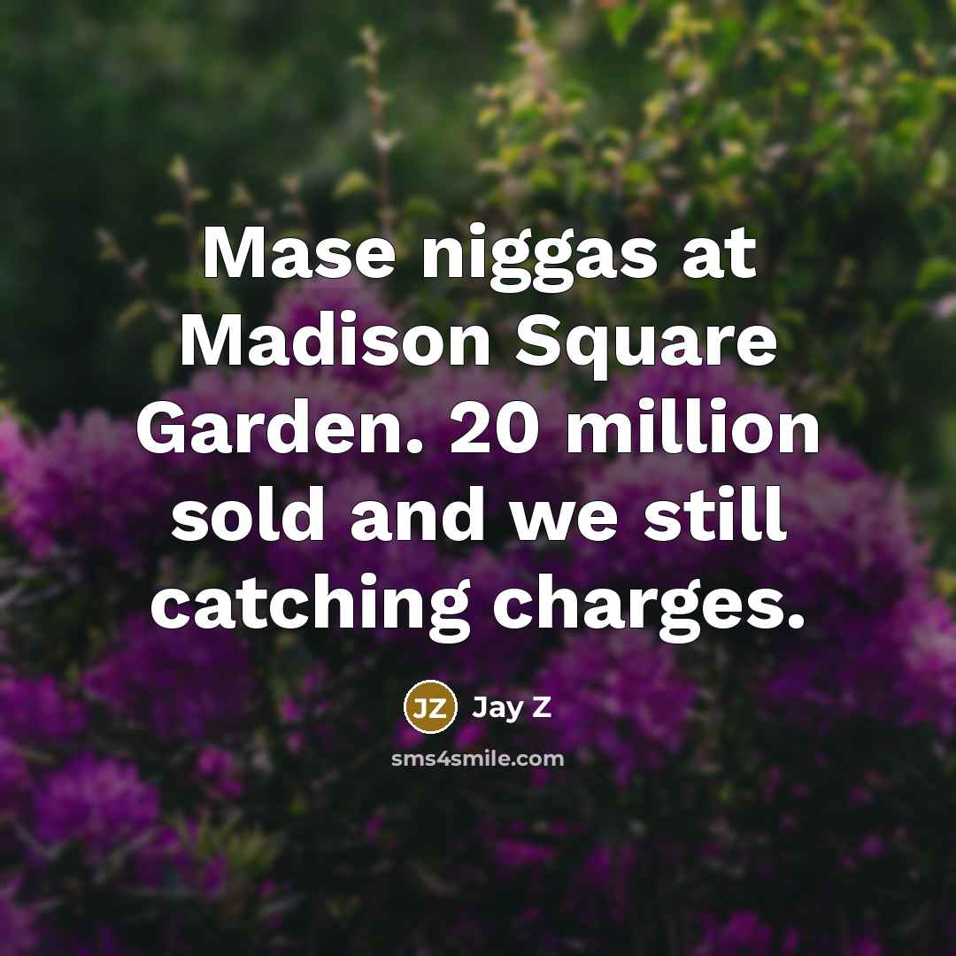 “Mase niggas at Madison Square Garden. 20 million sold and we still catching charges.” quote by Jay Z