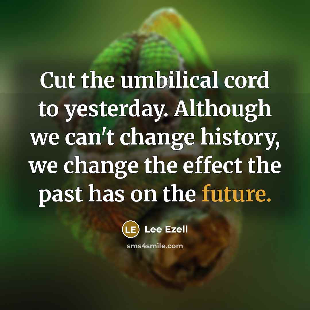 “Cut the umbilical cord to yesterday. Although we can't change history, we change the effect the past has on the future.” quote by Lee Ezell