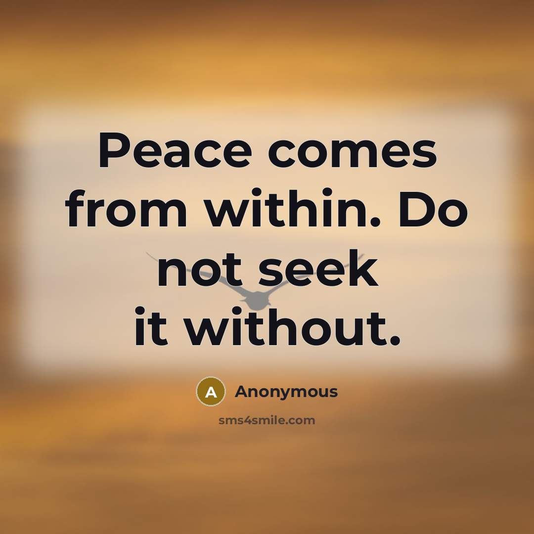 “Peace comes from within. Do not seek it without.” quote by Anonymous
