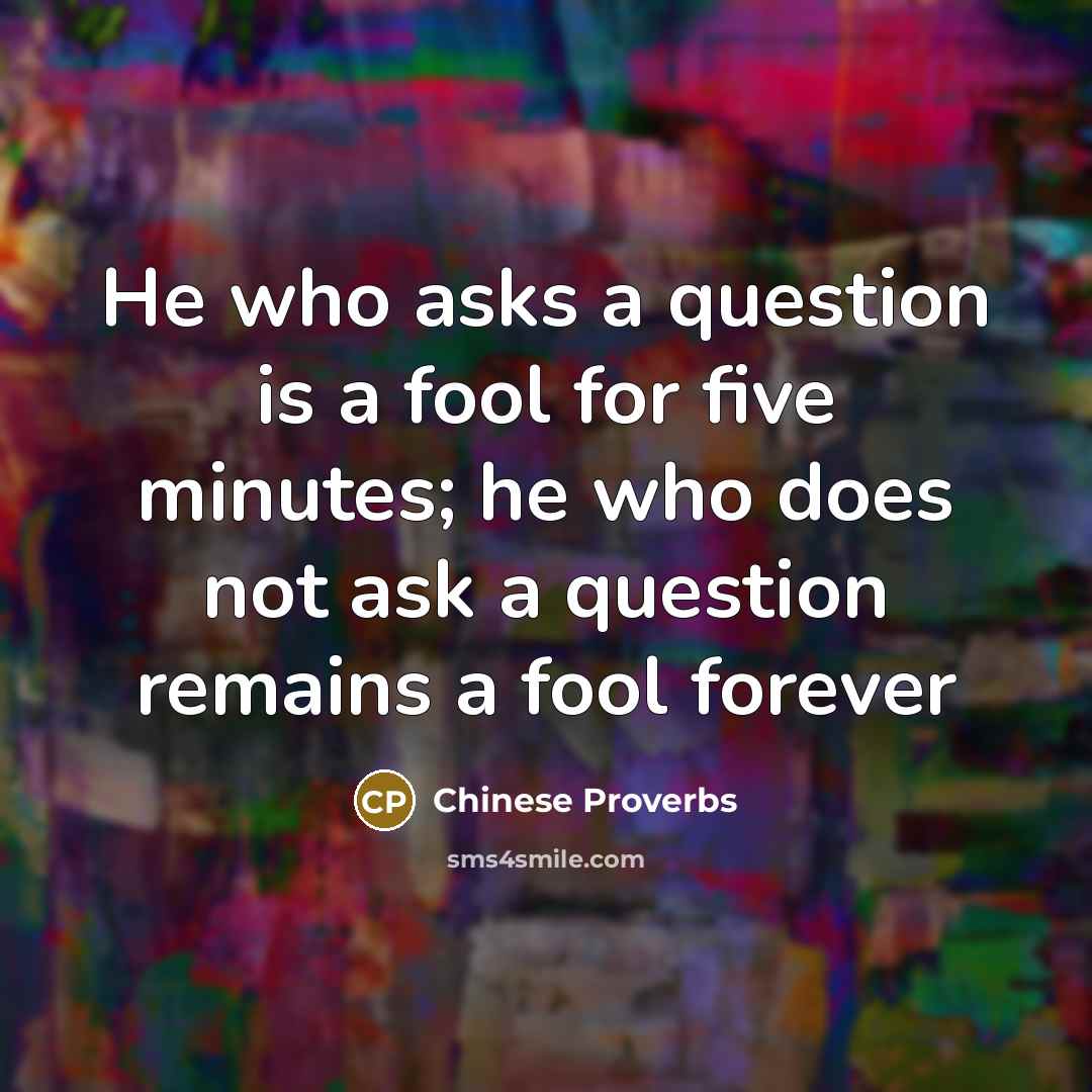 “He who asks a question is a fool for five minutes; he who does not ask a question remains a fool forever” quote by Chinese Proverbs