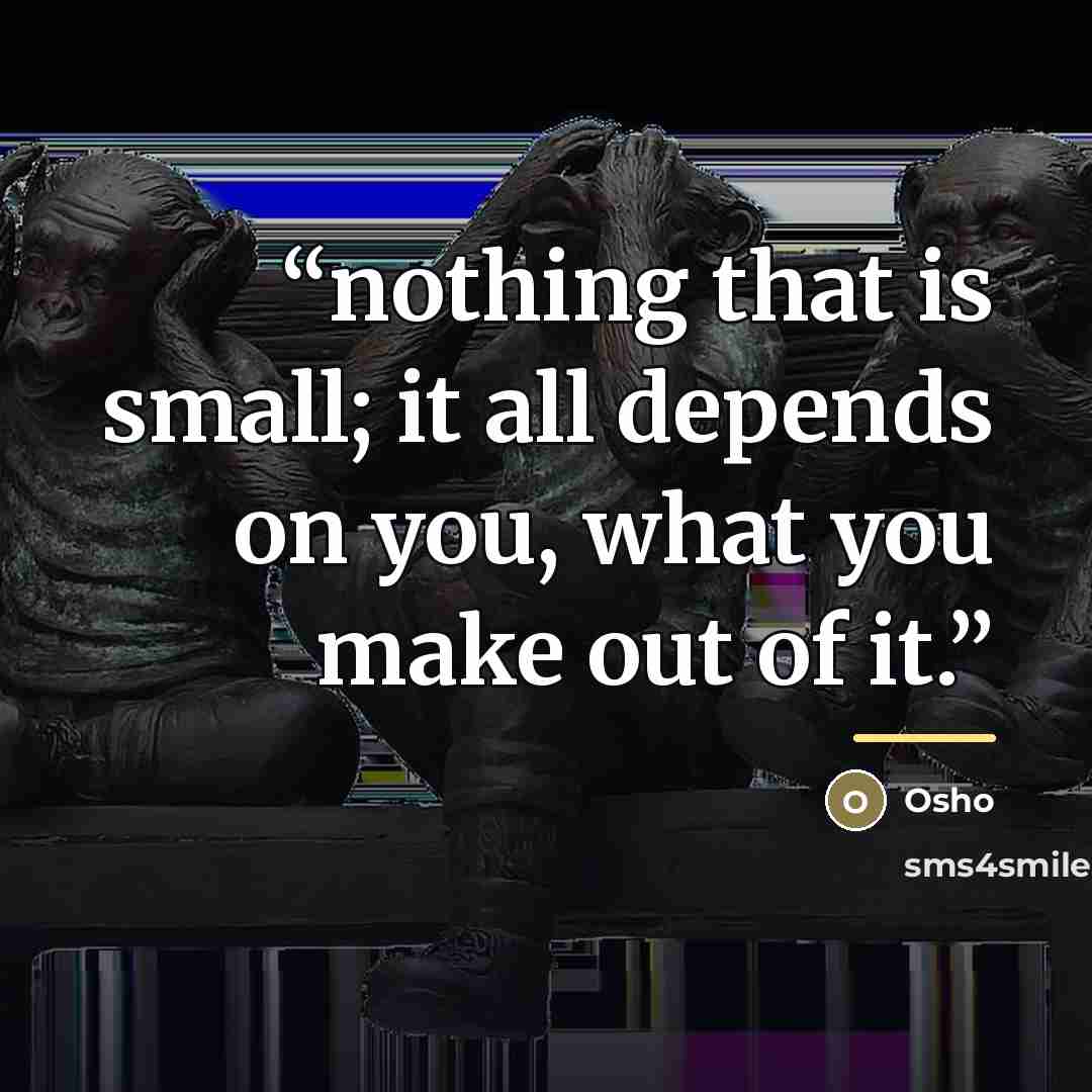 “nothing that is small; it all depends on you, what you make out of it.” quote by Osho