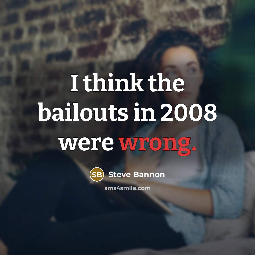 “I think the bailouts in 2008 were wrong.” quote by Steve Bannon