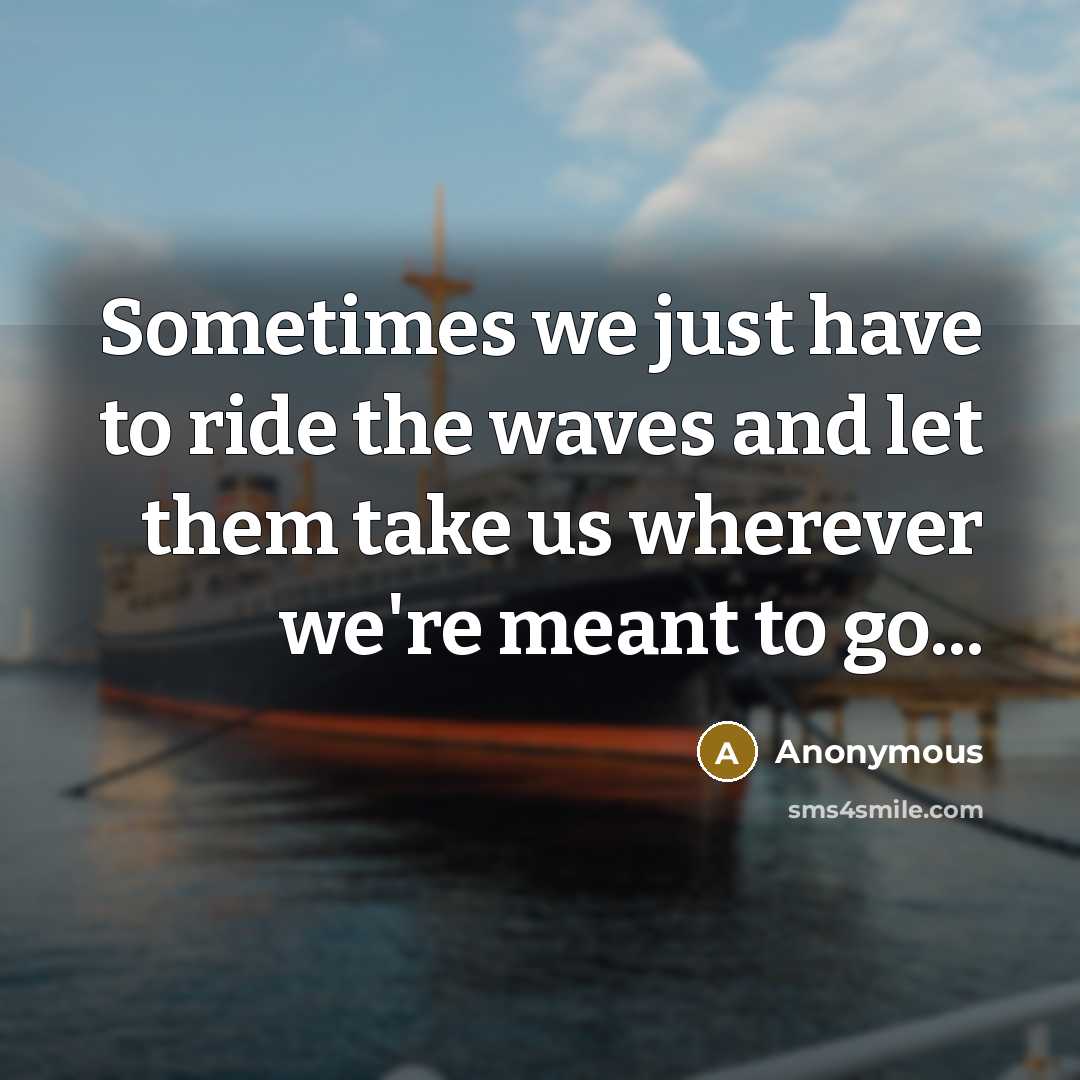 “Sometimes we just have to ride the waves and let them take us wherever we're meant to go...” quote by Anonymous