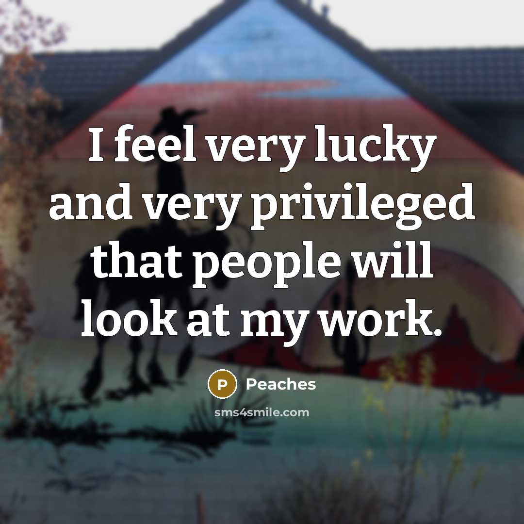 “I feel very lucky and very privileged that people will look at my work.” quote by Peaches