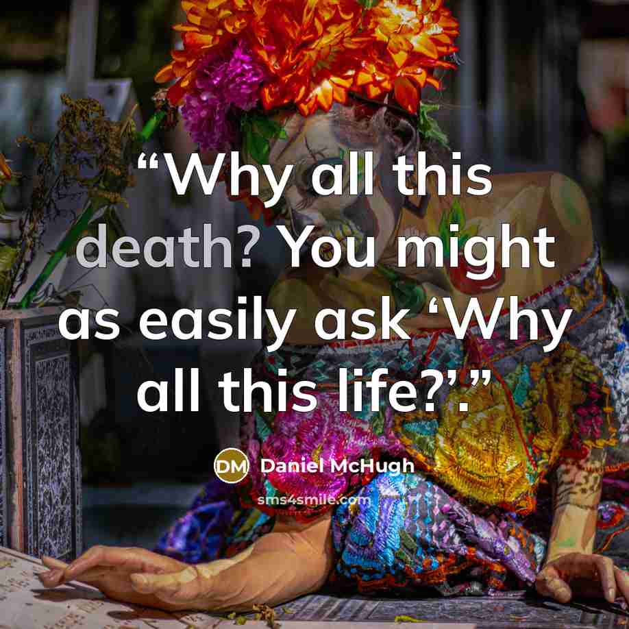 “Why all this death? You might as easily ask ‘Why all this life?’.” quote by Daniel McHugh