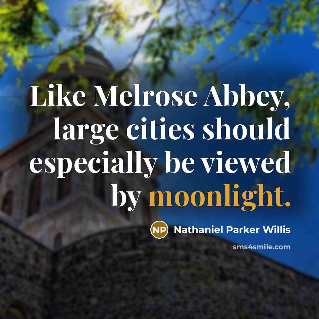 “Like Melrose Abbey, large cities should especially be viewed by moonlight.” quote by Nathaniel Parker Willis