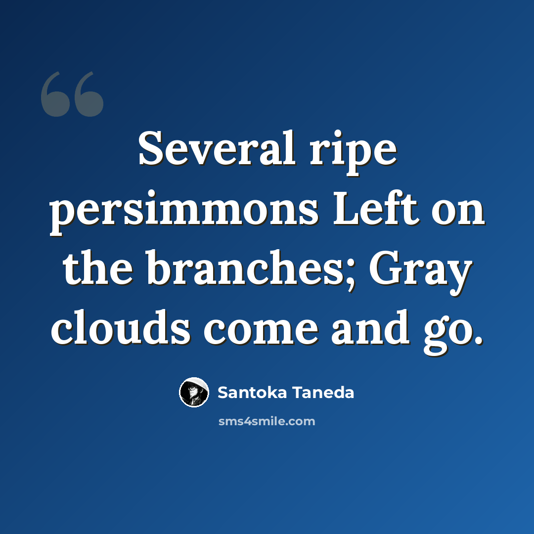 “Several ripe persimmons Left on the branches; Gray clouds come and go.” quote by Santoka Taneda