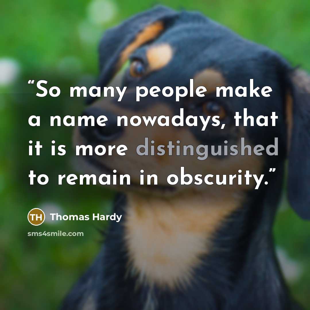 “So many people make a name nowadays, that it is more distinguished to remain in obscurity.” quote by Thomas Hardy