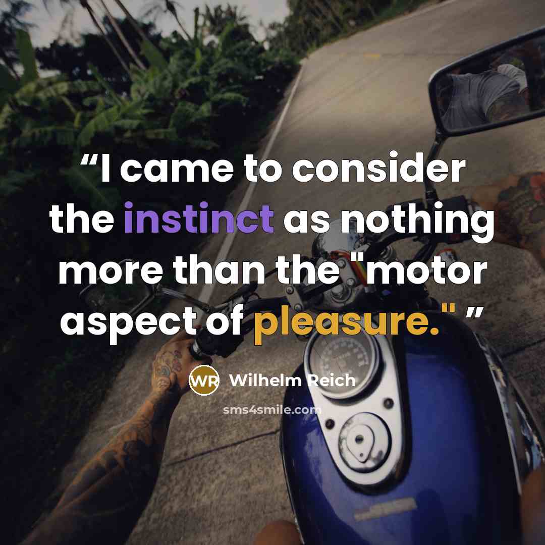 “I came to consider the instinct as nothing more than the "motor aspect of pleasure."” quote by Wilhelm Reich
