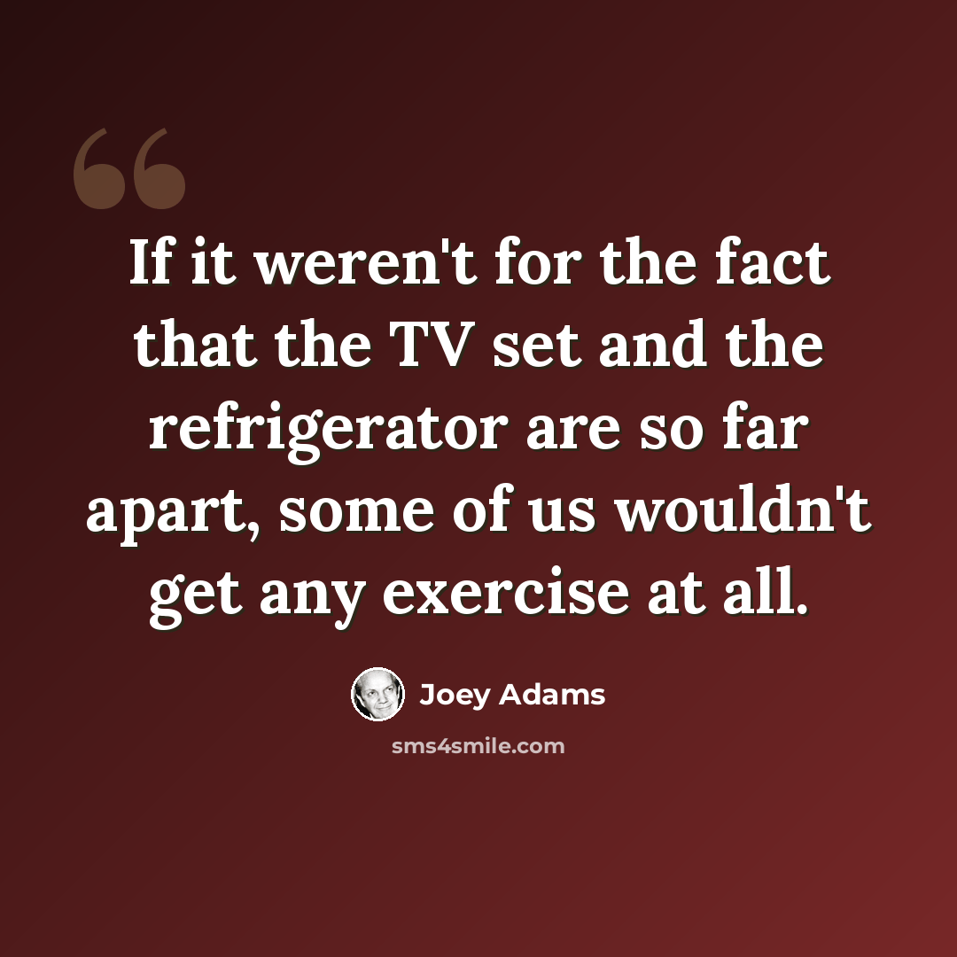 “If it weren't for the fact that the TV set and the refrigerator are so far apart, some of us wouldn't get any exercise at all.” quote by Joey Adams