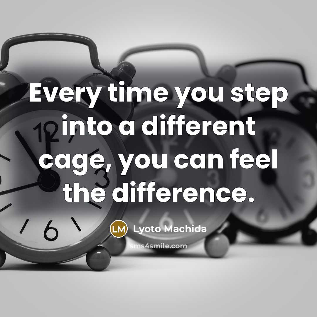 “Every time you step into a different cage, you can feel the difference.” quote by Lyoto Machida