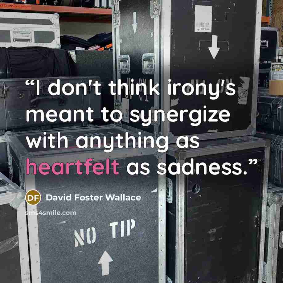 “I don't think irony's meant to synergize with anything as heartfelt as sadness.” quote by David Foster Wallace