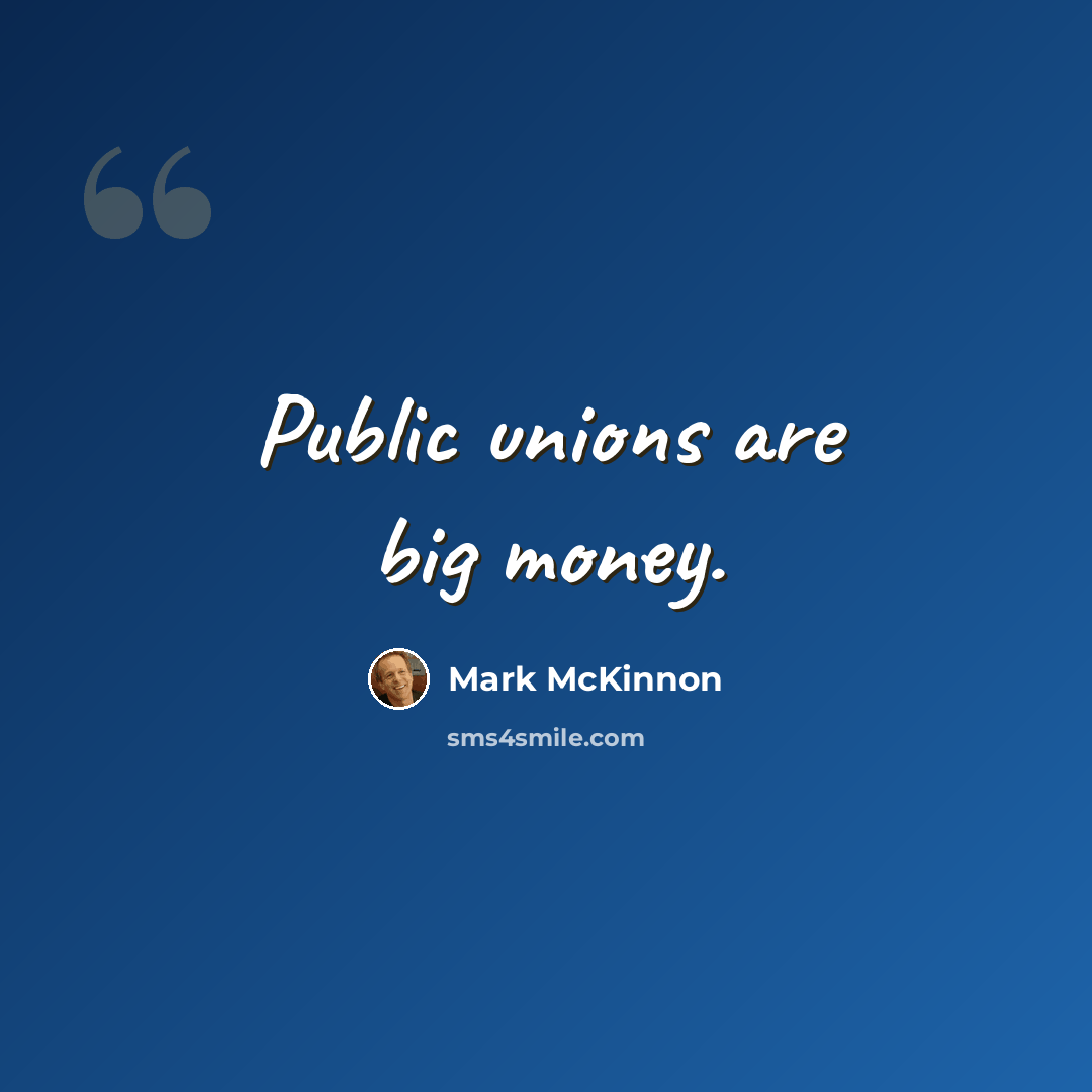 “Public unions are big money.” quote by Mark McKinnon