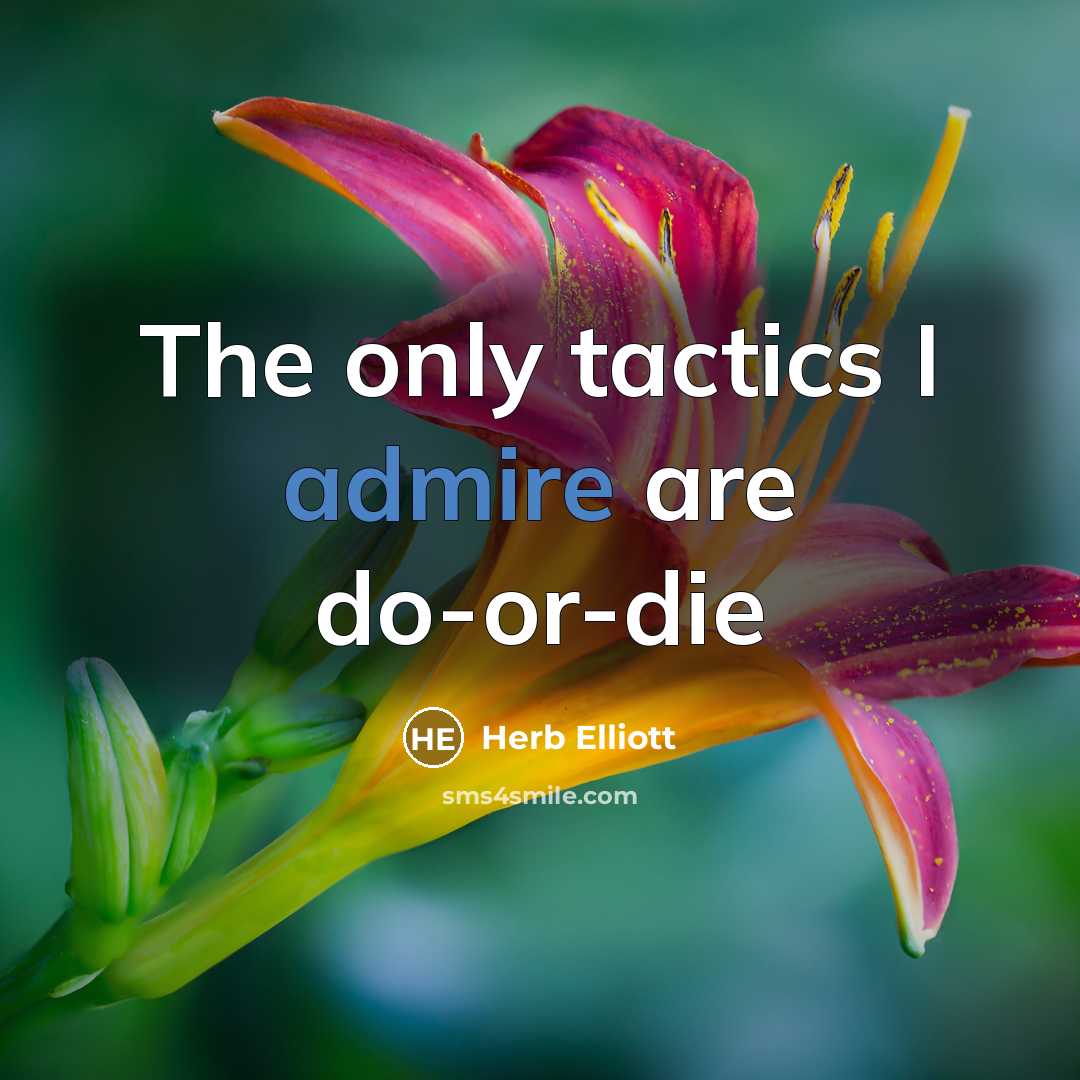“The only tactics I admire are do-or-die” quote by Herb Elliott