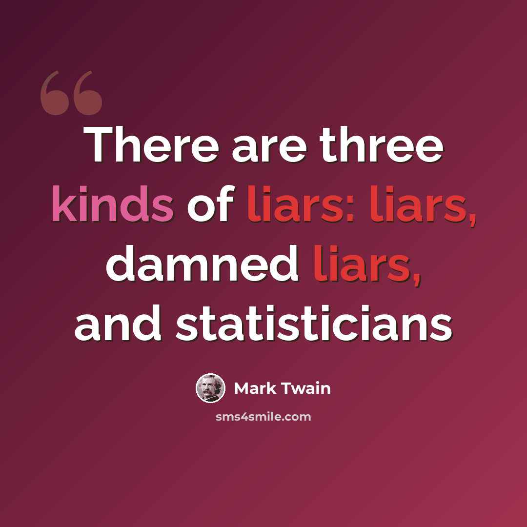 “There are three kinds of liars: liars, damned liars, and statisticians” quote by Mark Twain