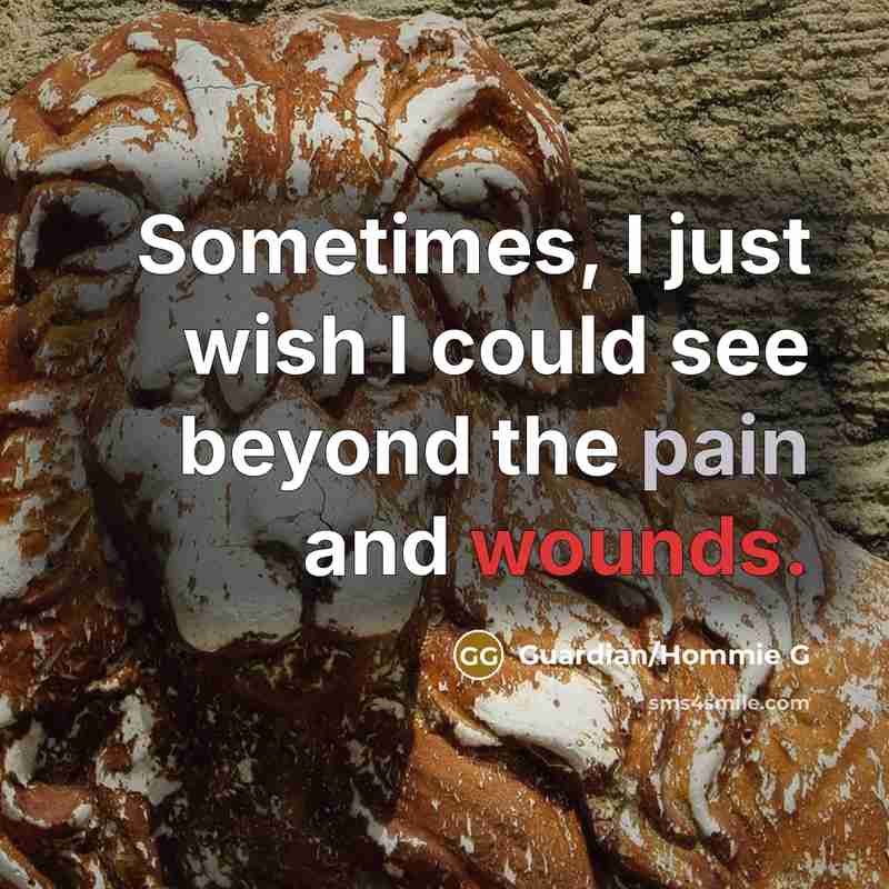 “Sometimes, I just wish I could see beyond the pain and wounds.” quote by Guardian/Hommie G