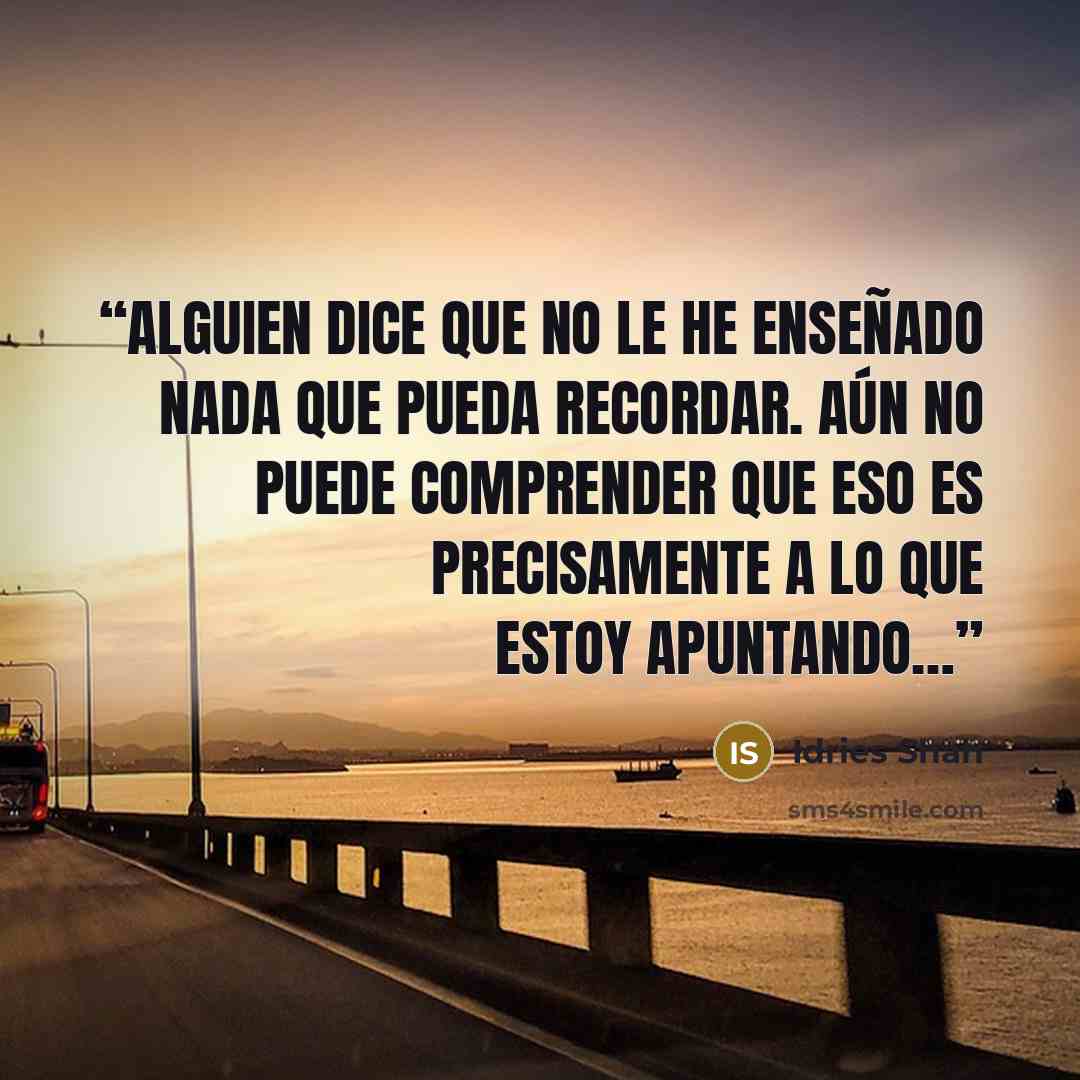 “Alguien dice que no le he enseñado nada que pueda recordar. Aún no puede comprender que eso es precisamente a lo que estoy apuntando…” quote by Idries Shah