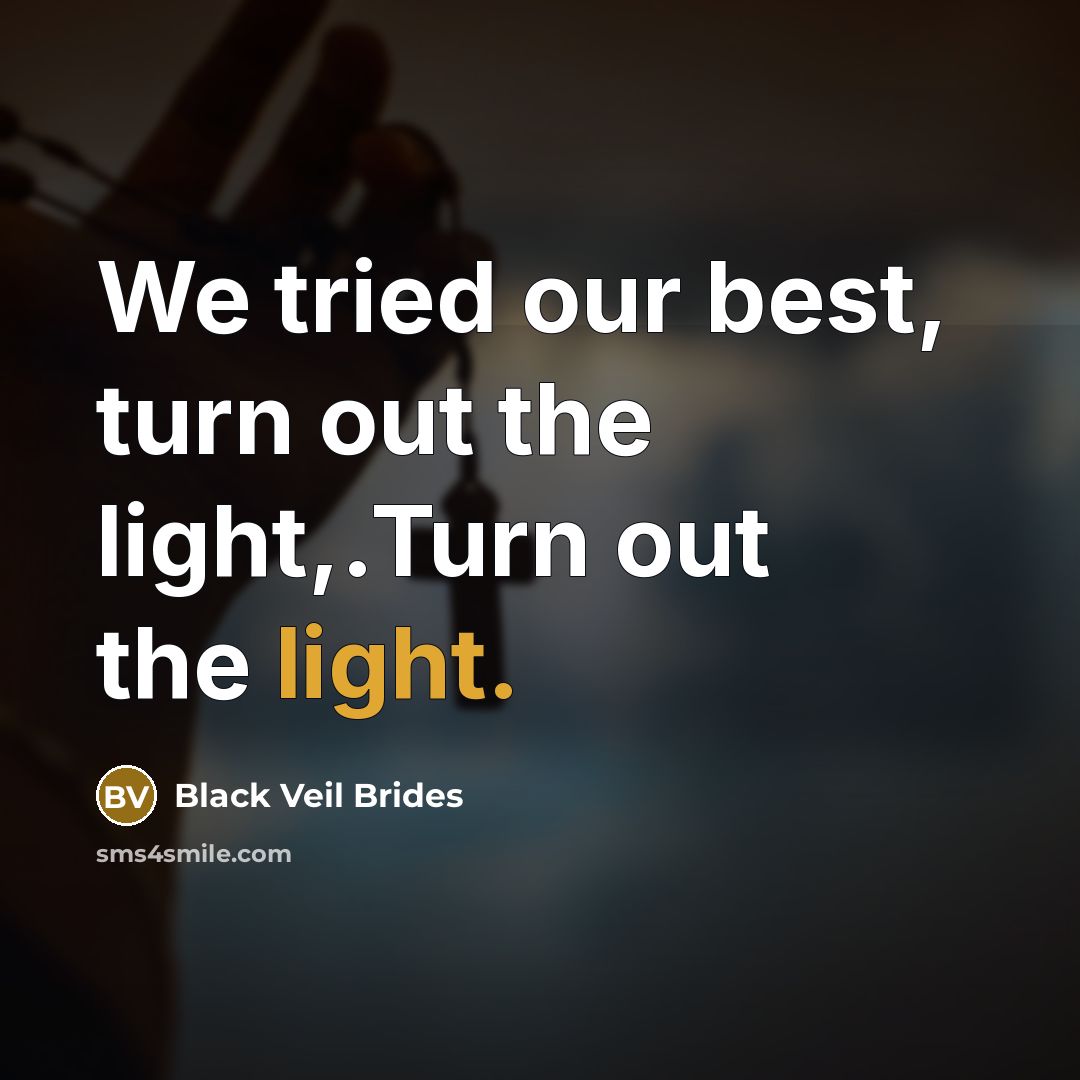 “We tried our best, turn out the light,.Turn out the light.” quote by Black Veil Brides