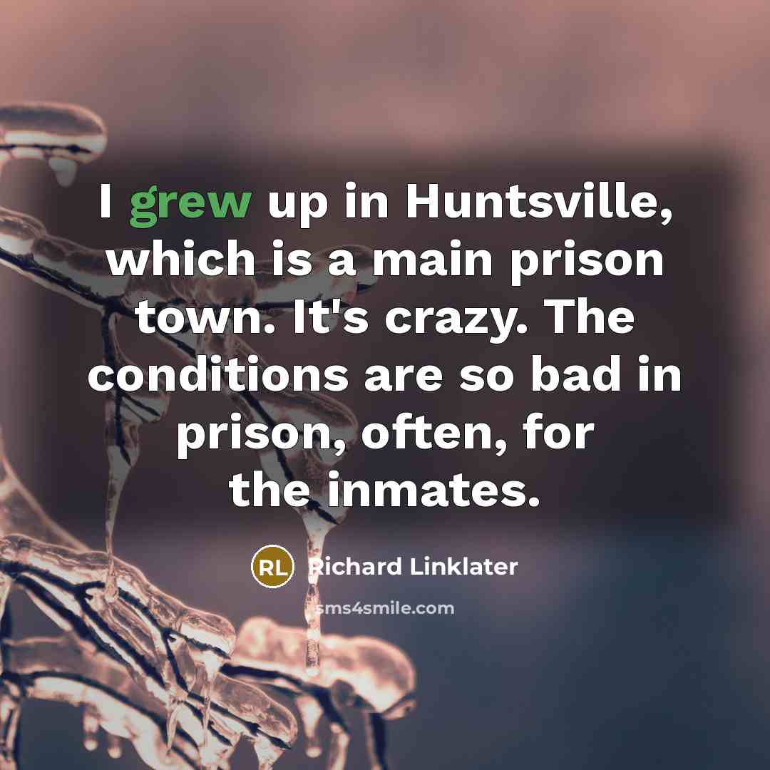 “I grew up in Huntsville, which is a main prison town. It's crazy. The conditions are so bad in prison, often, for the inmates.” quote by Richard Linklater
