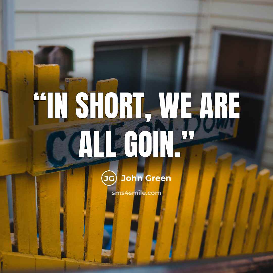 “In short, we are all goin.” quote by John Green