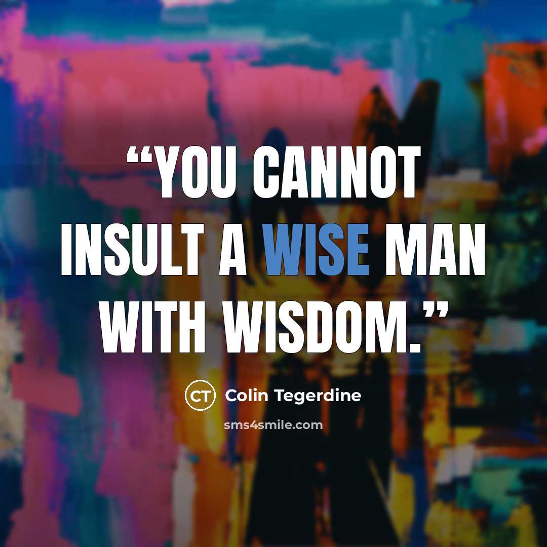 “You cannot insult a wise man with wisdom.” quote by Colin Tegerdine