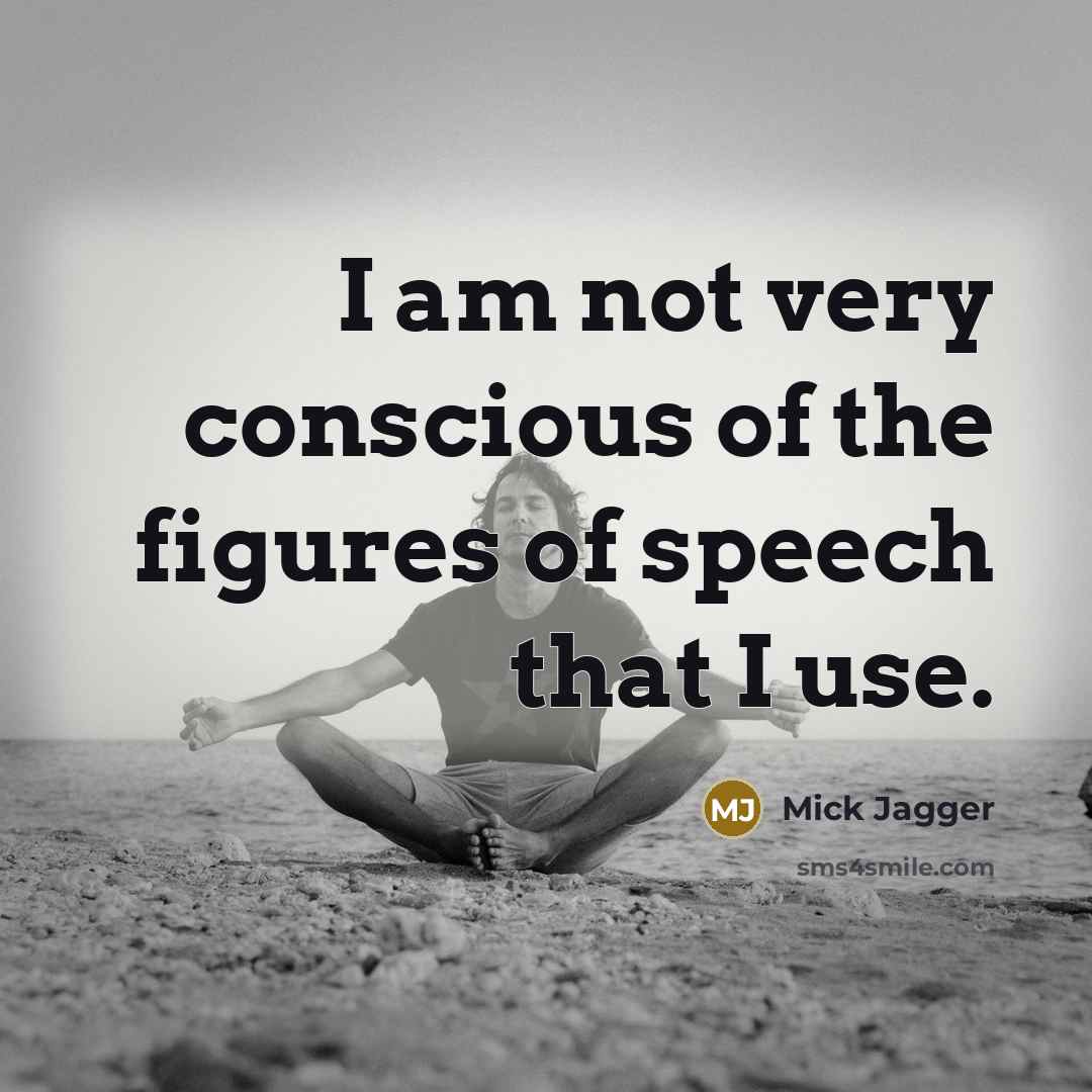 “I am not very conscious of the figures of speech that I use.” quote by Mick Jagger
