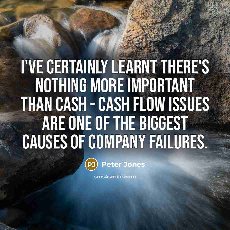 “I've certainly learnt there's nothing more important than cash - cash flow issues are one of the biggest causes of company failures.” quote by Peter Jones