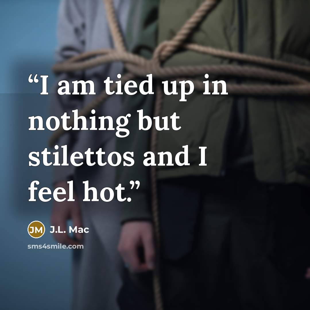 “I am tied up in nothing but stilettos and I feel hot.” quote by J.L. Mac