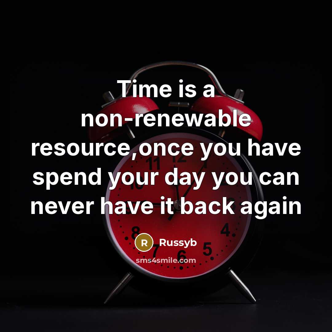“Time is a non-renewable resource,once you have spend your day you can never have it back again” quote by Russyb