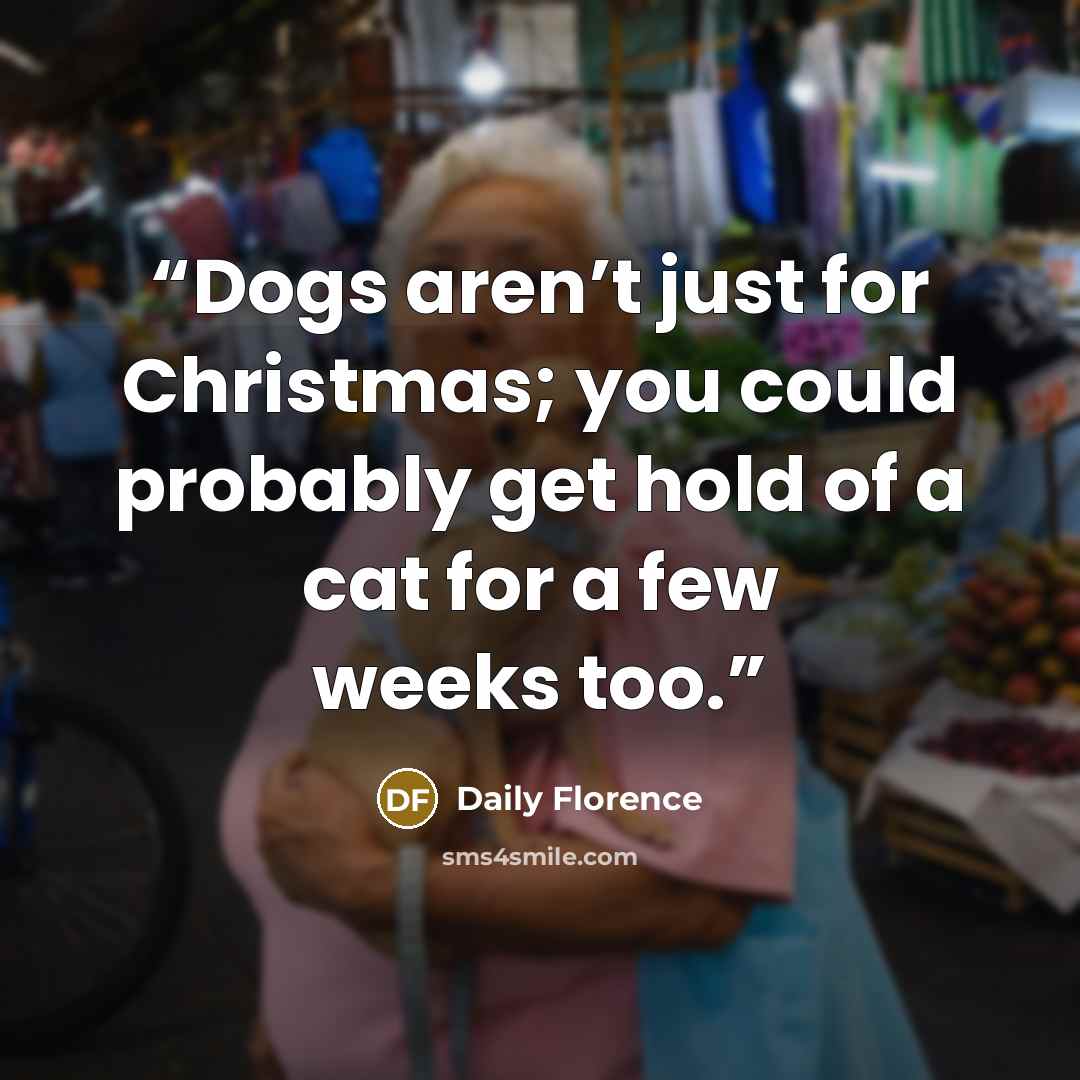 “Dogs aren’t just for Christmas; you could probably get hold of a cat for a few weeks too.” quote by Daily Florence