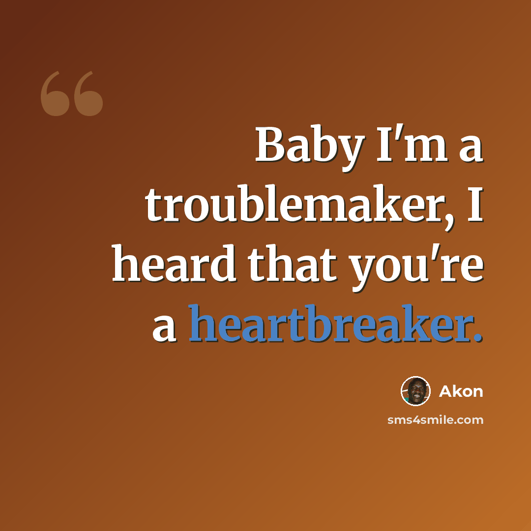 “Baby I'm a troublemaker, I heard that you're a heartbreaker.” quote by Akon