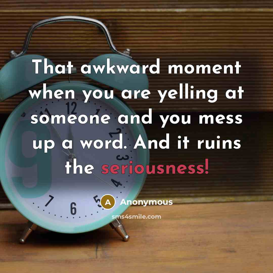 “That awkward moment when you are yelling at someone and you mess up a word. And it ruins the seriousness!” quote by Anonymous