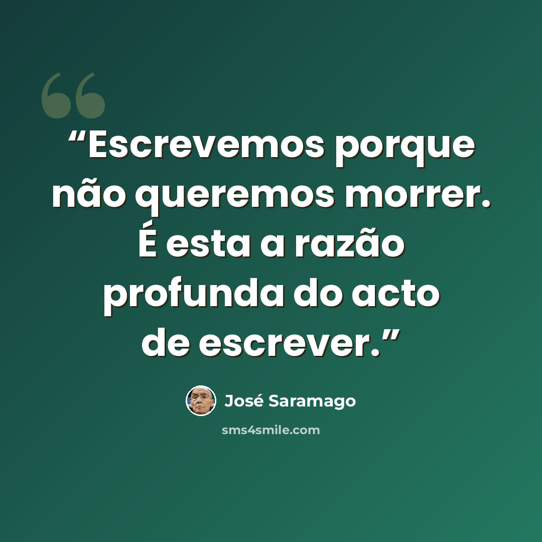 “Escrevemos porque não queremos morrer. É esta a razão profunda do acto de escrever.” quote by José Saramago
