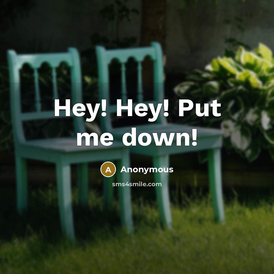 “Hey! Hey! Put me down!” quote by Anonymous