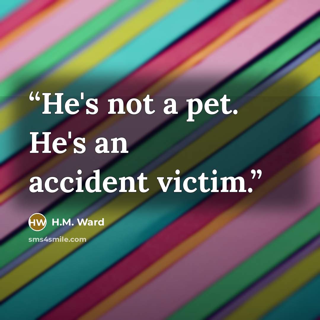 “He's not a pet. He's an accident victim.” quote by H.M. Ward