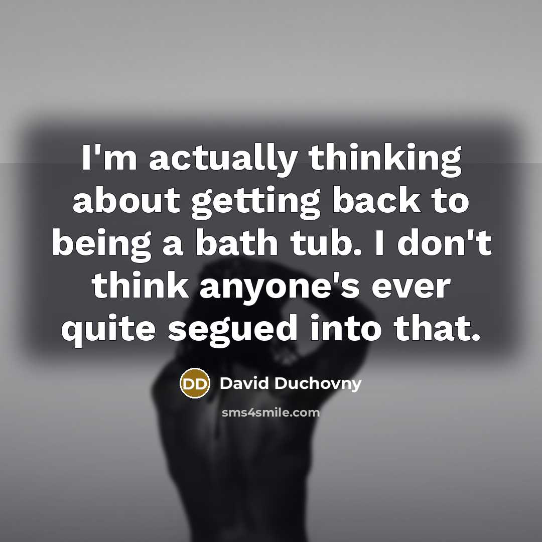 “I'm actually thinking about getting back to being a bath tub. I don't think anyone's ever quite segued into that.” quote by David Duchovny
