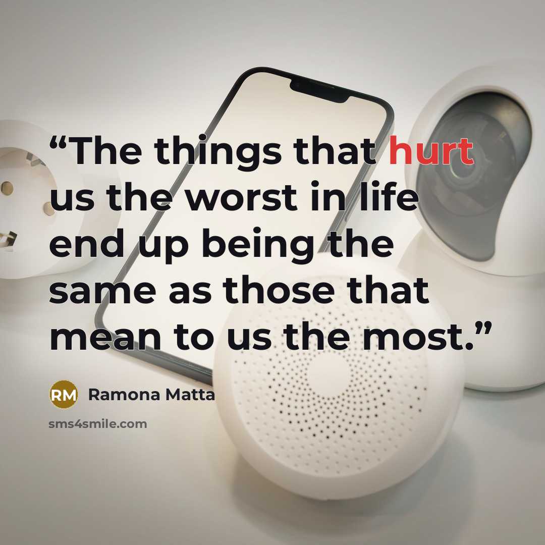 “The things that hurt us the worst in life end up being the same as those that mean to us the most.” quote by Ramona Matta