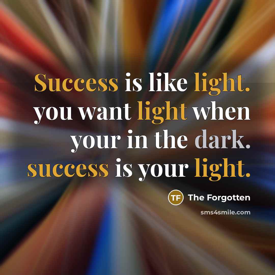 “Success is like light. you want light when your in the dark. success is your light.” quote by The Forgotten