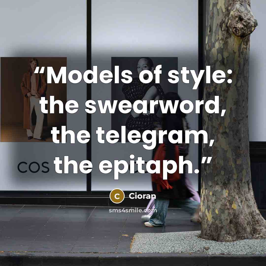 “Models of style: the swearword, the telegram, the epitaph.” quote by Cioran
