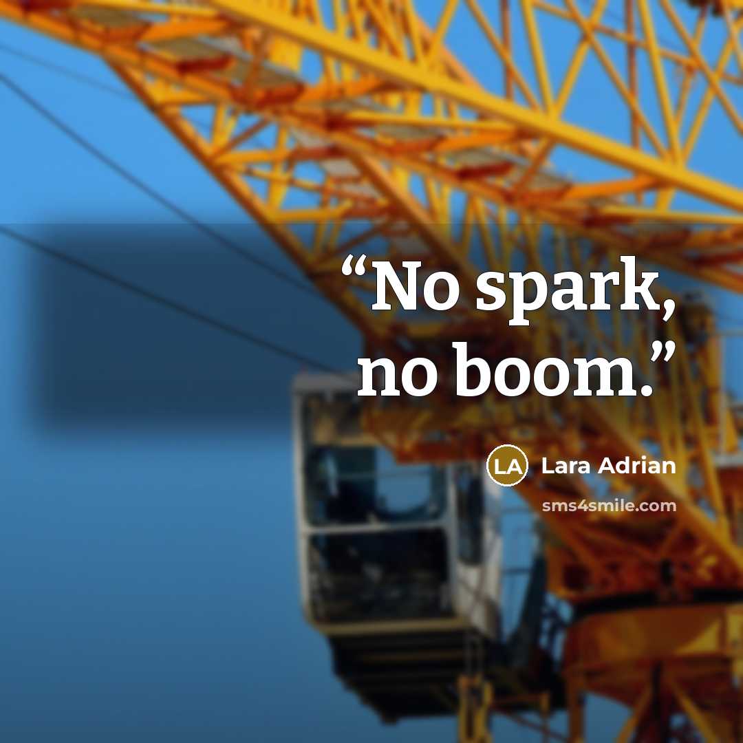 “No spark, no boom.” quote by Lara Adrian