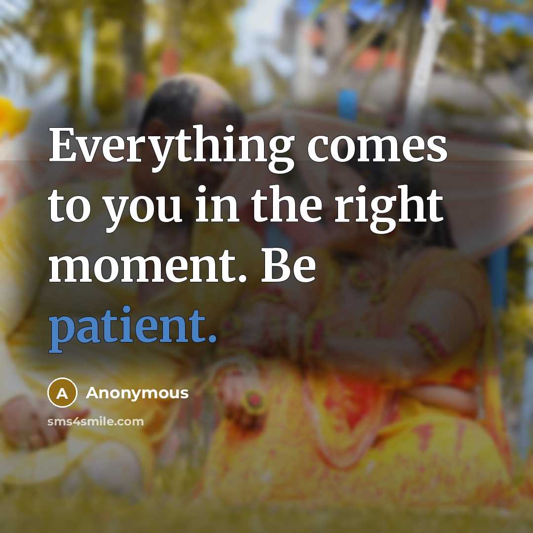 “Everything comes to you in the right moment. Be patient.” quote by Anonymous