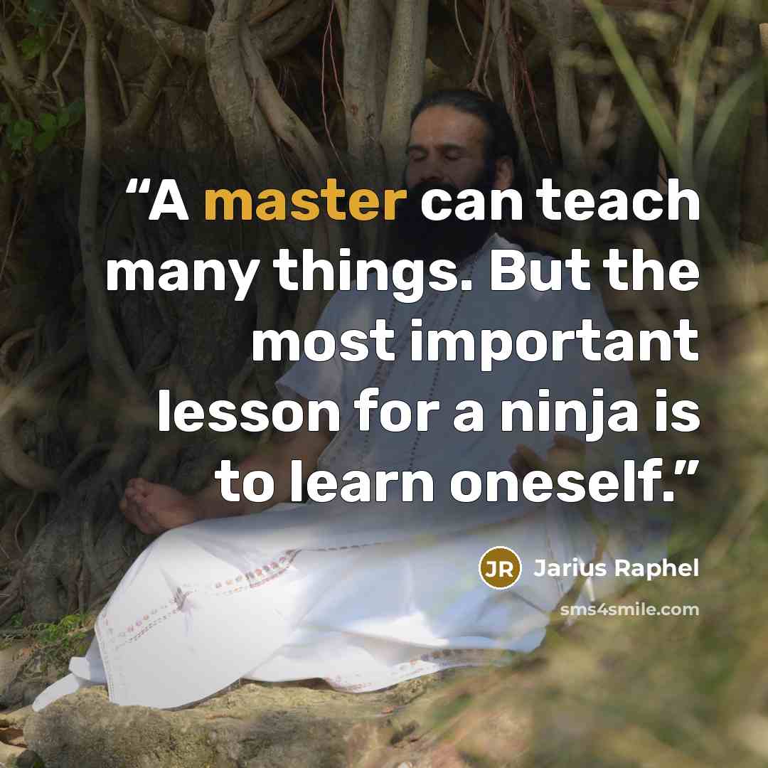 “A master can teach many things. But the most important lesson for a ninja is to learn oneself.” quote by Jarius Raphel