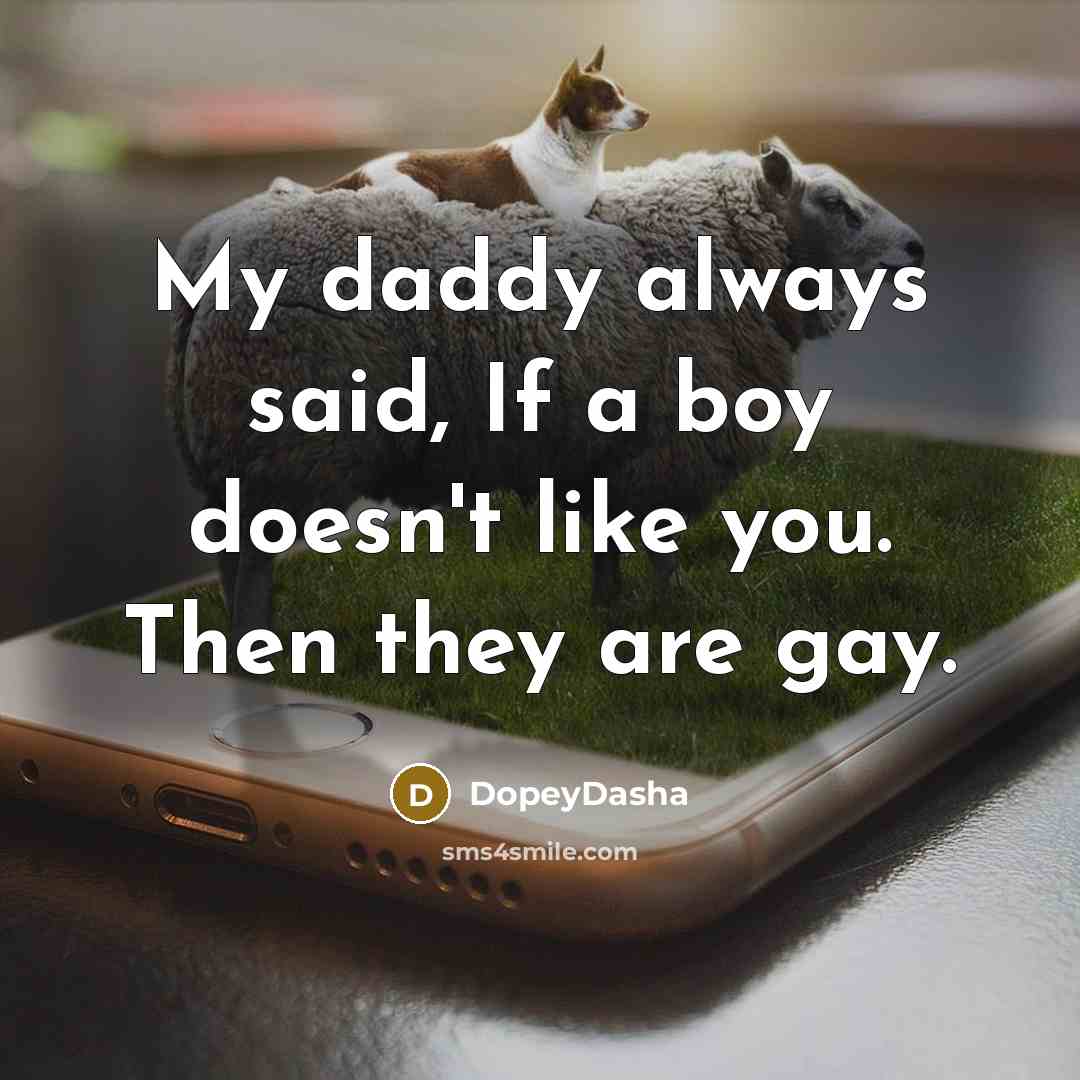 “My daddy always said, If a boy doesn't like you. Then they are gay.” quote by DopeyDasha