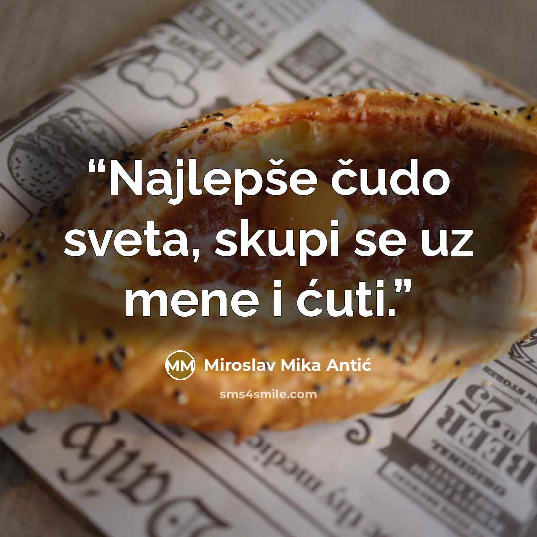 “Najlepše čudo sveta, skupi se uz mene i ćuti.” quote by Miroslav Mika Antić